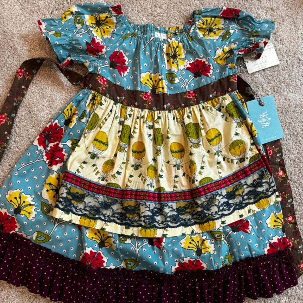 BNWT Vintage MATILDA JANE GIRLS SHORT SLEEVE PEASANT TOP WITH TIE BACK SIZE 6